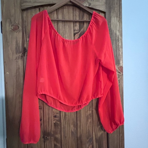 Long Sleeve Sheer Crop Top, Large - Picture 8 of 8